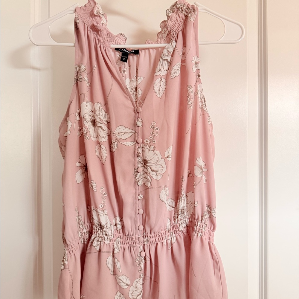 Floral Pink Sleeveless Blouse